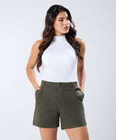 Khaki Pleated Short
