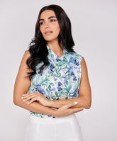 Floral Printed Cowl Neck Satin Top
