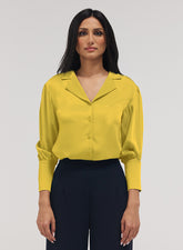 Lapel Collared Mustard Long Sleeve Shirt