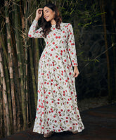 Cherry Printed Long Sleeve Maxi Dress