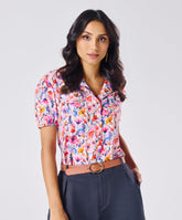 Lapel Collar Short Sleeve Printed Shirt