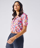 Lapel Collar Short Sleeve Printed Shirt