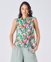 Sleeveless Printed Shirt Top