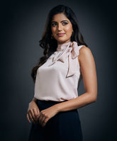 Neck Bow Tie Sleeveless Top-Pink