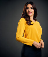 Vneck Detailed Chiffon Yellow Top