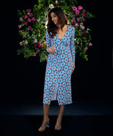 Long Sleeve Plunge Vneck Chiffon Dress