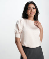 Half Sleeve Gliitter Dotted Satin Top