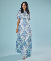 Blue And White Printed Maxi