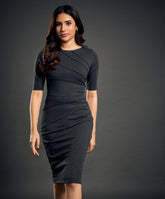 Ponte Half Sleeve Bodycon Grey Dress