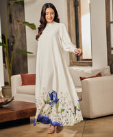 Border Printed Butterfly Sleeve Maxi Dress