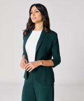 Curved Label Collared Classic Jacket- Green
