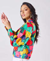 Multi Coloured Shirt With Puffed Sleeve