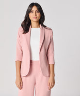 Curved Label Collared Classic Jacket- Pink