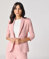 Curved Label Collared Classic Jacket- Pink