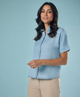 Tencel Oversized Short-Sleeve Shirt