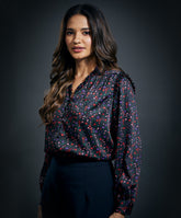 Chiffon Printed Vneck Shirt Top