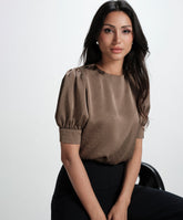 Half Sleeve Gliitter Dotted Satin Pink Top