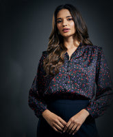 Chiffon Printed Vneck Shirt Top