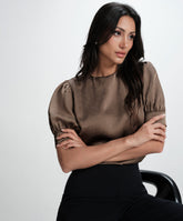 Half Sleeve Gliitter Dotted Satin Pink Top