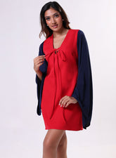 Flared Sleeve Mini Red Dress