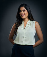 Sleeveless Satin Vneck Top - Light Green