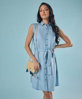 Tencel Side Slit Shirt Dress