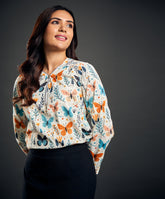Half Sleeve Butterfly Printed Top