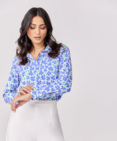 Chiffon Printed Long Sleeve Shirt Top