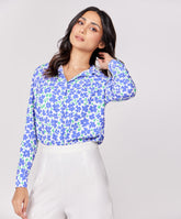 Chiffon Printed Long Sleeve Shirt Top