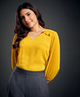 York Frilled Long Sleeve Yellow Top