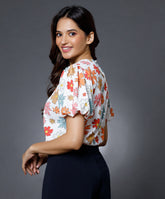 Puff Sleeve Printed Top