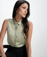 Sleeveless Embelished Elegant Formal Top-Light Green