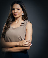 Strap Bow Sleeveless Top-Grey