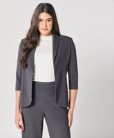 Curved Label Collared Classic Jacket- Grey