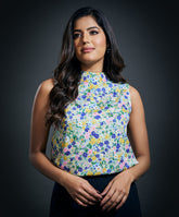Sleeveless Printes Satin Top