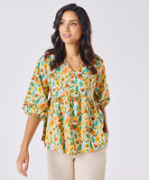 Vneck Printed Half Sleeve Top