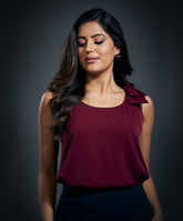 Strap Bow Sleeveless Top-Red