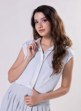 Sleeveless Shirt Top -Off White