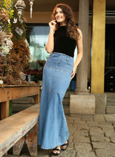 Chic Panneled Denim Skirt