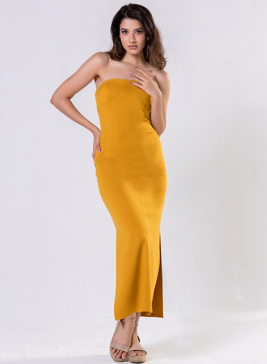 Yellow Tube Dress With A Side Opening Yellow Tube Dress With A Side Opening