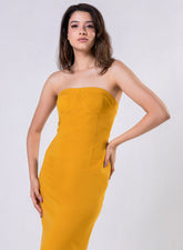 Yellow Tube Dress With A Side Opening