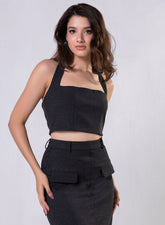 Ponte Skirt And Top Set Black - Top