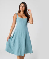 Waistless Solid Sleeveless Blue Dress