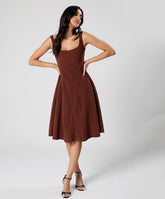 Waistless Solid Sleeveless Brown Dress