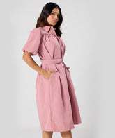 Trim Detailed Buckle Attached Pink Dress