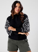 Long Sleeve Embroidered Top