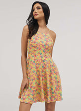 Halter Neck Skater Printed Dress