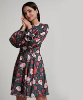 Sleeve Puffed Printed Short Dress