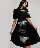 Butterfly Embroidered Short Sleeve Dress