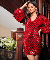 Vneck Sequin Bodycon Dress